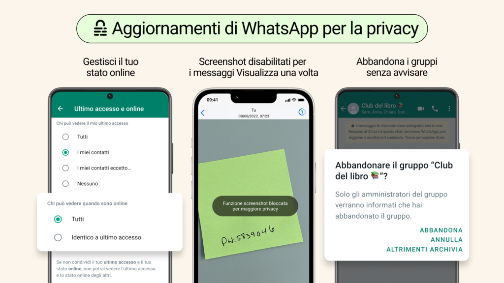 Privacy, gruppi e screenshot: tutte le novità di WhatsApp